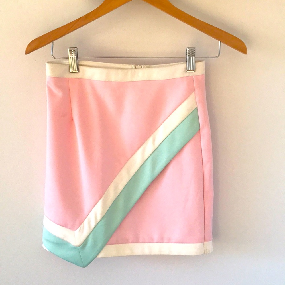 Mustard Seed | light pink and white skirt and crop top set two pieces